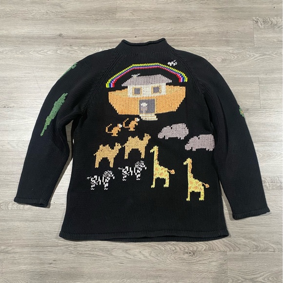 Vintage Richard’s & Jones‎ Noah’s Ark Handknit Sweater Ugly Christmas Biblical